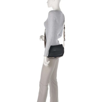 Coccinelle kožená crossbody kabelka překlápka černá