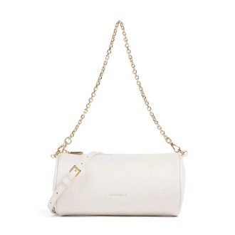 Coccinelle oval kožená crossbody kabelka bílá