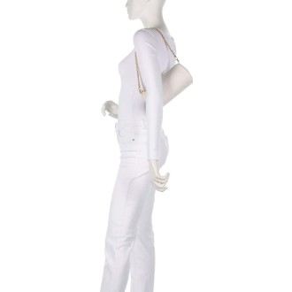 Coccinelle oval kožená crossbody kabelka bílá