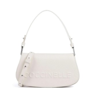 Coccinelle vytlačené logo kožená crossbody kabelka bílá