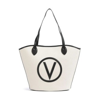 Valentino bags shopper plátěná kabelka s pouzdrem krémová černá