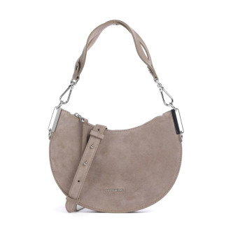 Coccinelle kožená kabelka semišová kůže tmavě šedá taupe